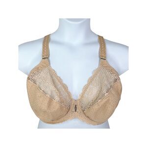 Elomi Carmen Plunge Bra sz 34L (US) / 34HH (UK) * Sand Beige Underwire Stretch
